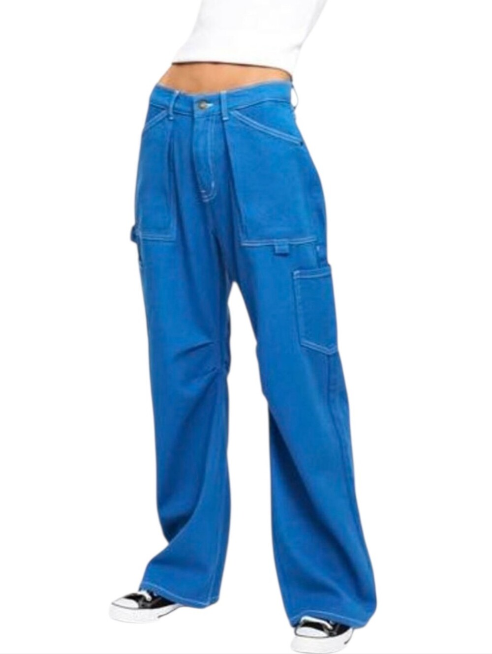Lioness Miami Vice Blue Carpenter Cargo Barrel Jeans S Baggy Y2K Utility Street